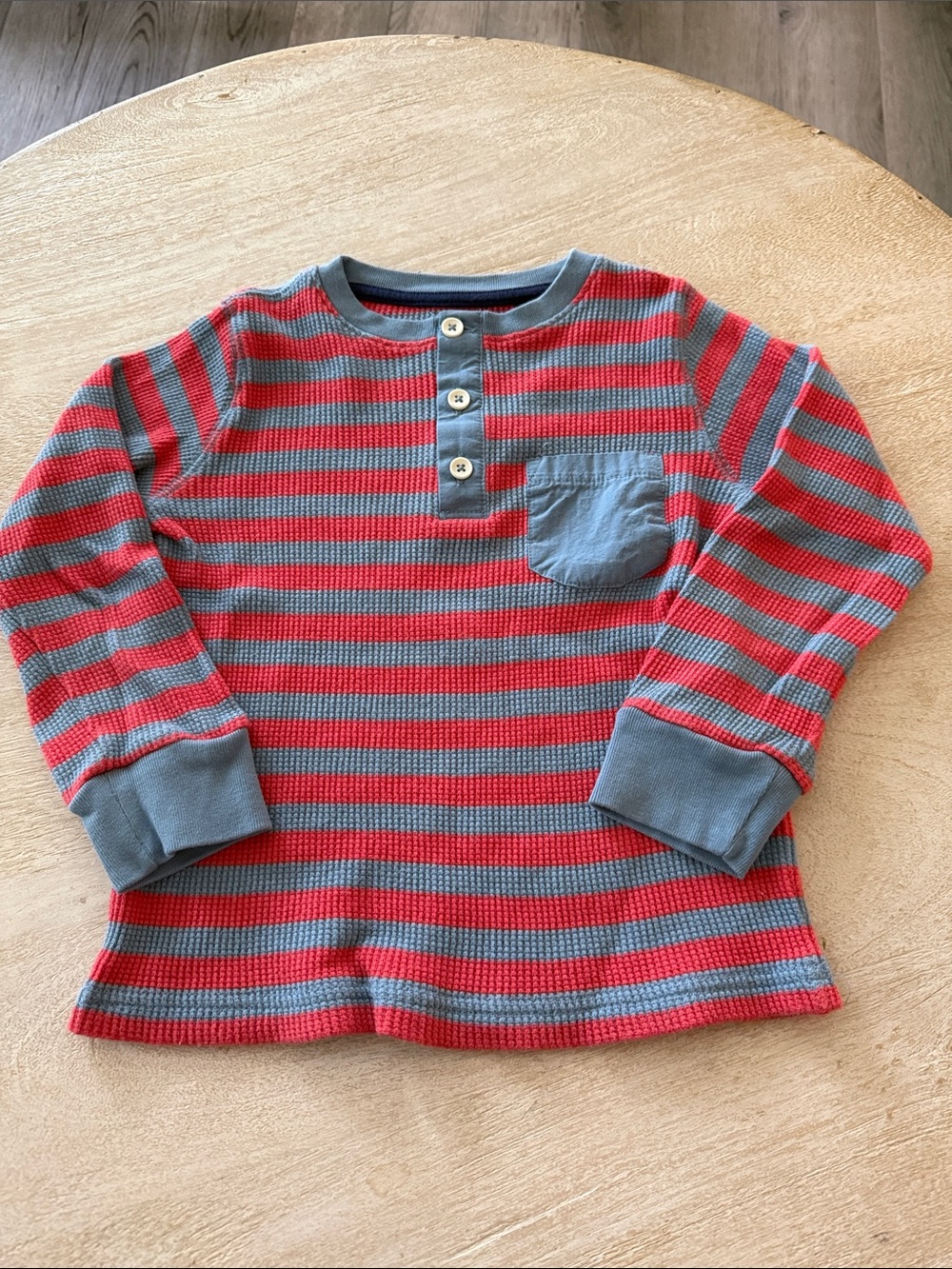 Boden Red & Gray Striped Long-Sleeve Henley Tee